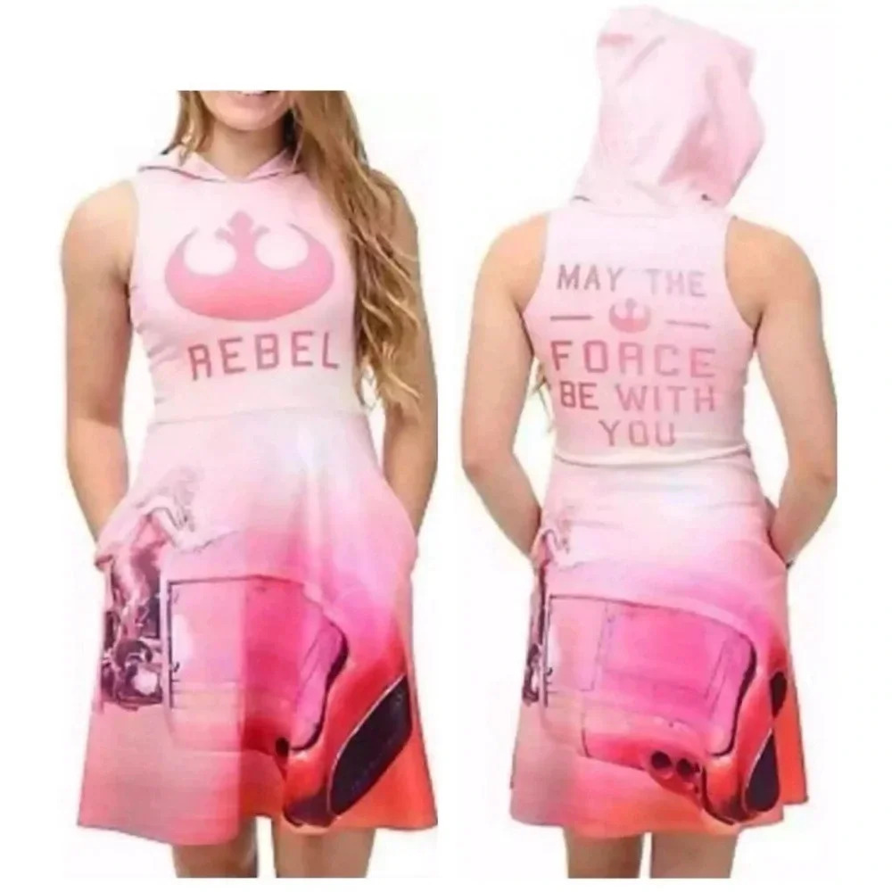 WeLoveFine by Goldie Star Wars Rebel Scuba Sleeveless Hooded Dress Size Small